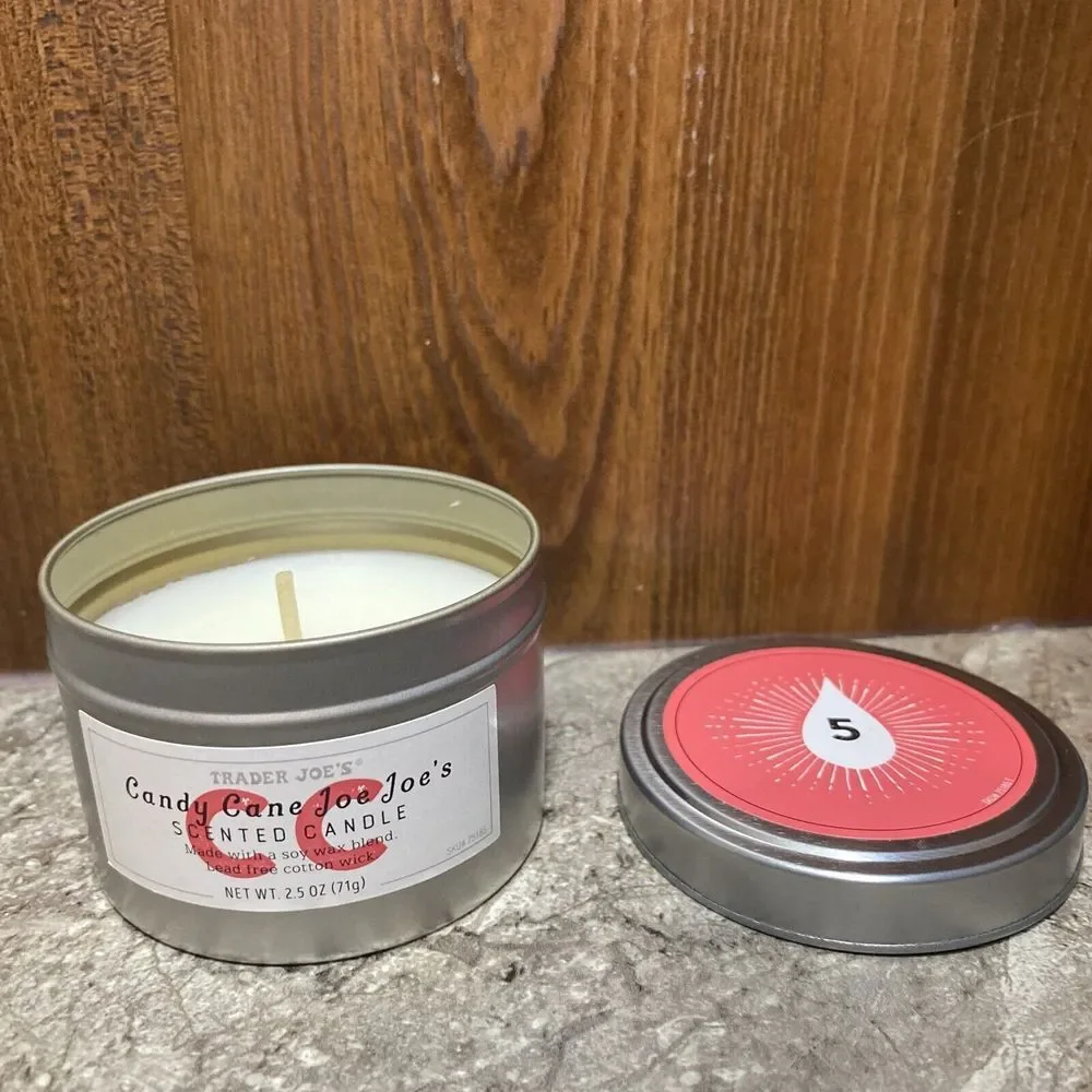 Trader Joe's Scented Candle Candy Cane‎ NEW 2.5 OZ Christmas